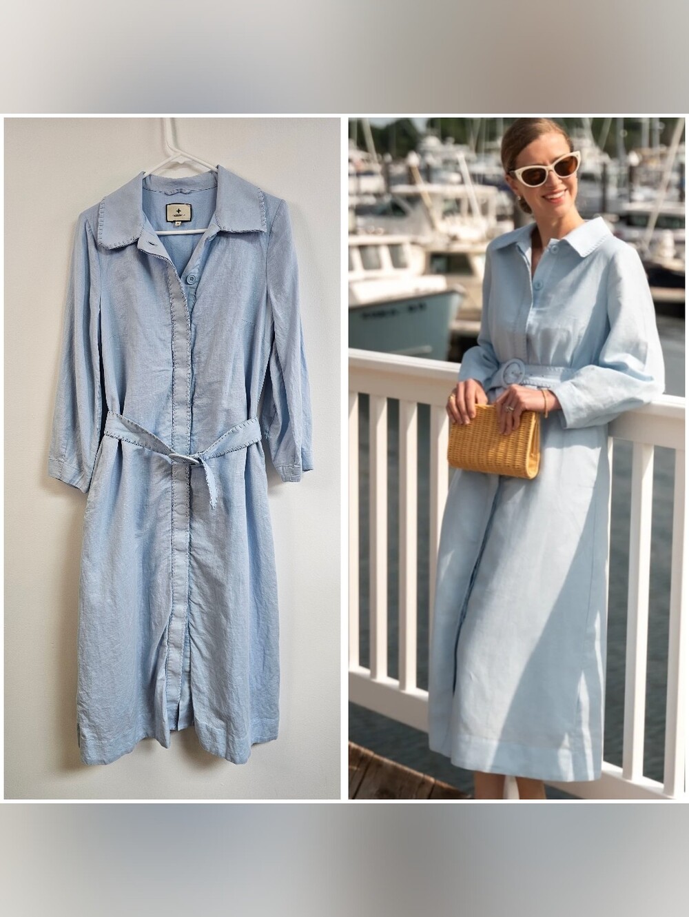 Tuckernuck Light Blue Button-Front Midi Shirtdress